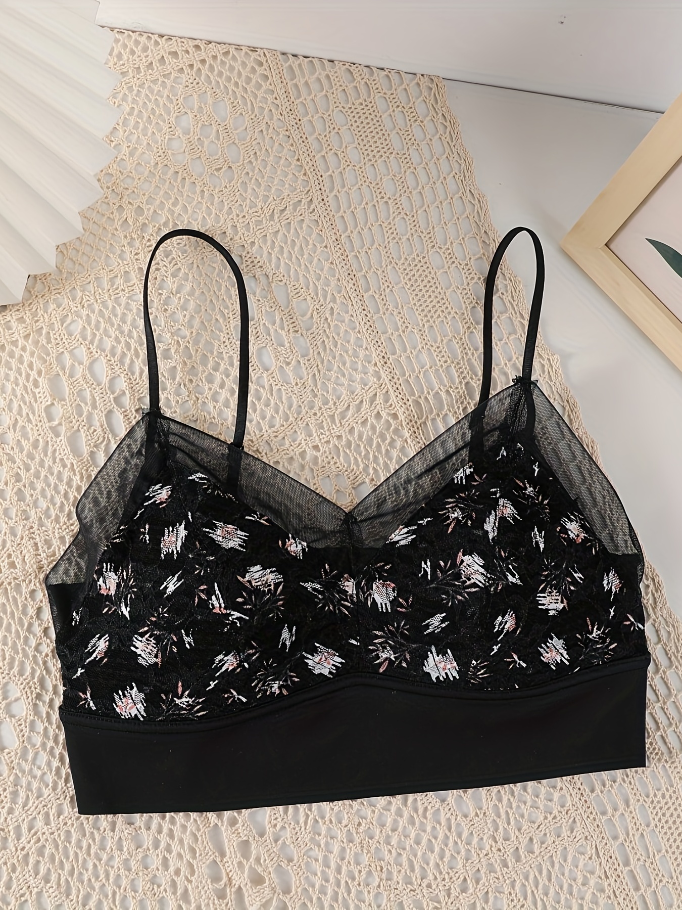 Sexy Floral Lace Bralette Bra Comfy Breathable Wireless - Temu