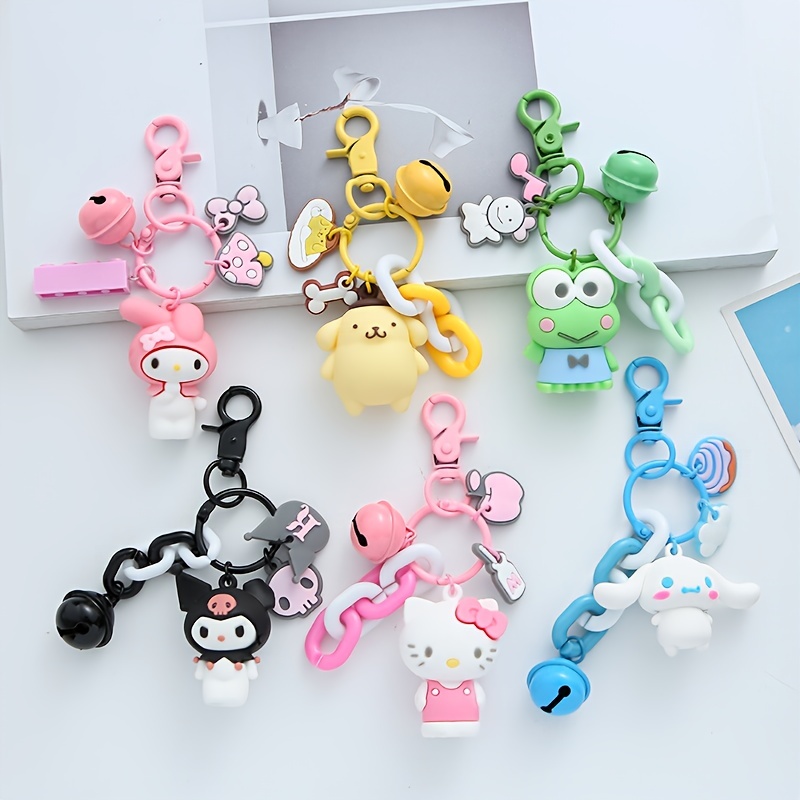 1pc Cute Peach Sanrio Keychain Kawaii Kuromi Melody Cartoon Keyring Trendy  Hanging Pendant Car Key Ring Bag Charms For Women Girls