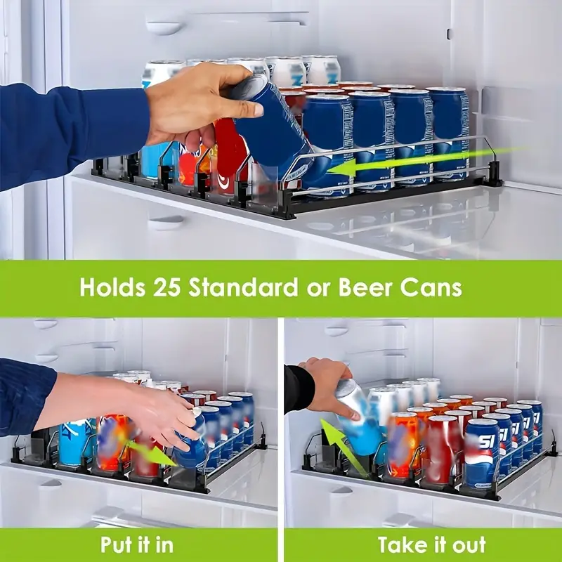 3/4/5 Rows, Easy Install Soda Can Dispenser For Refrigerator, Width  Adjustable Self-pushing Soda Can Organizer, Beer Pop Can Water Bottle  Storage, For Fridge, Pantry, Kitchen Supplies - Temu