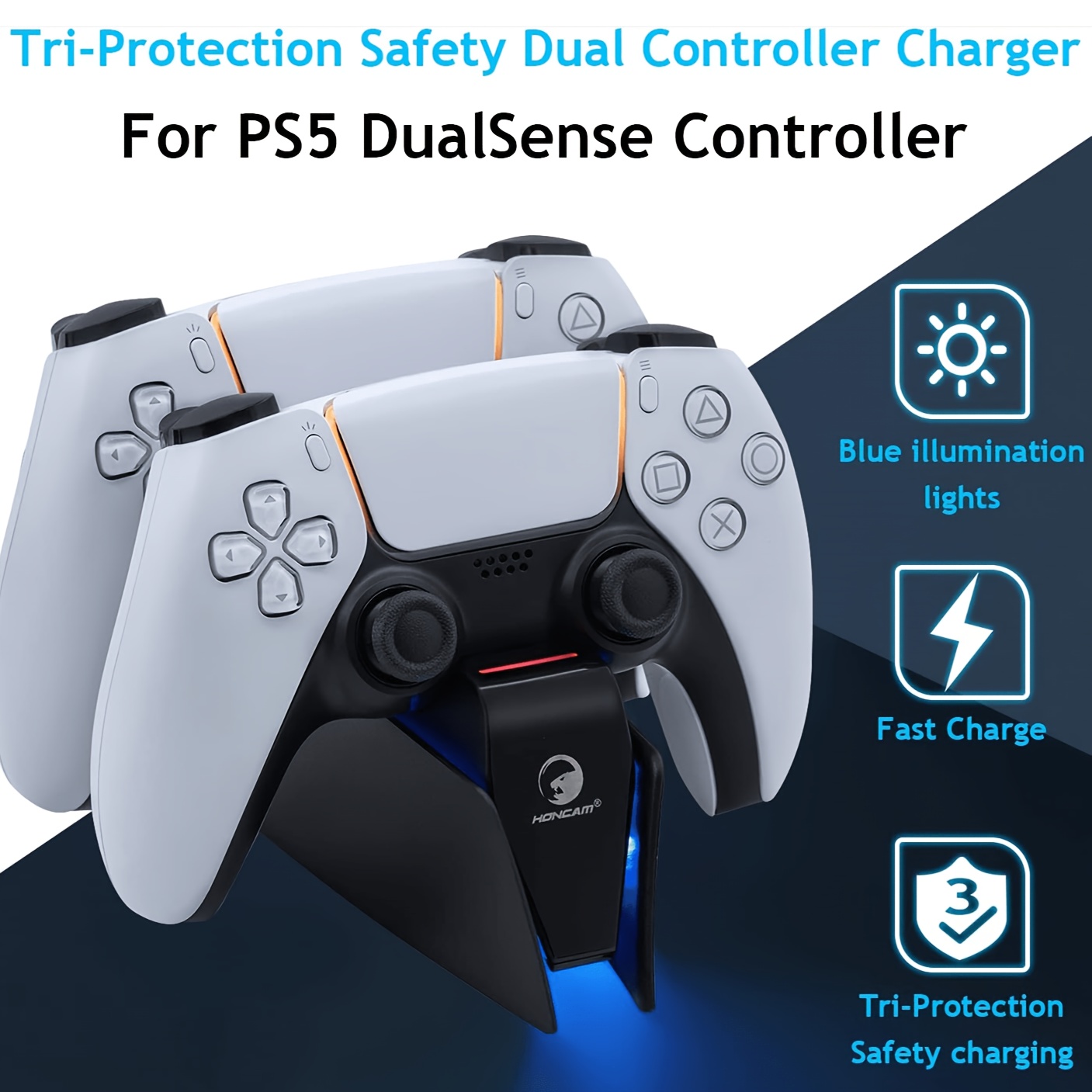  Base de control Playstation 5, estación de acoplamiento de  controlador doble, cargador de controlador, cargador de controlador dual  para controladores PS5 (blanco) : Videojuegos