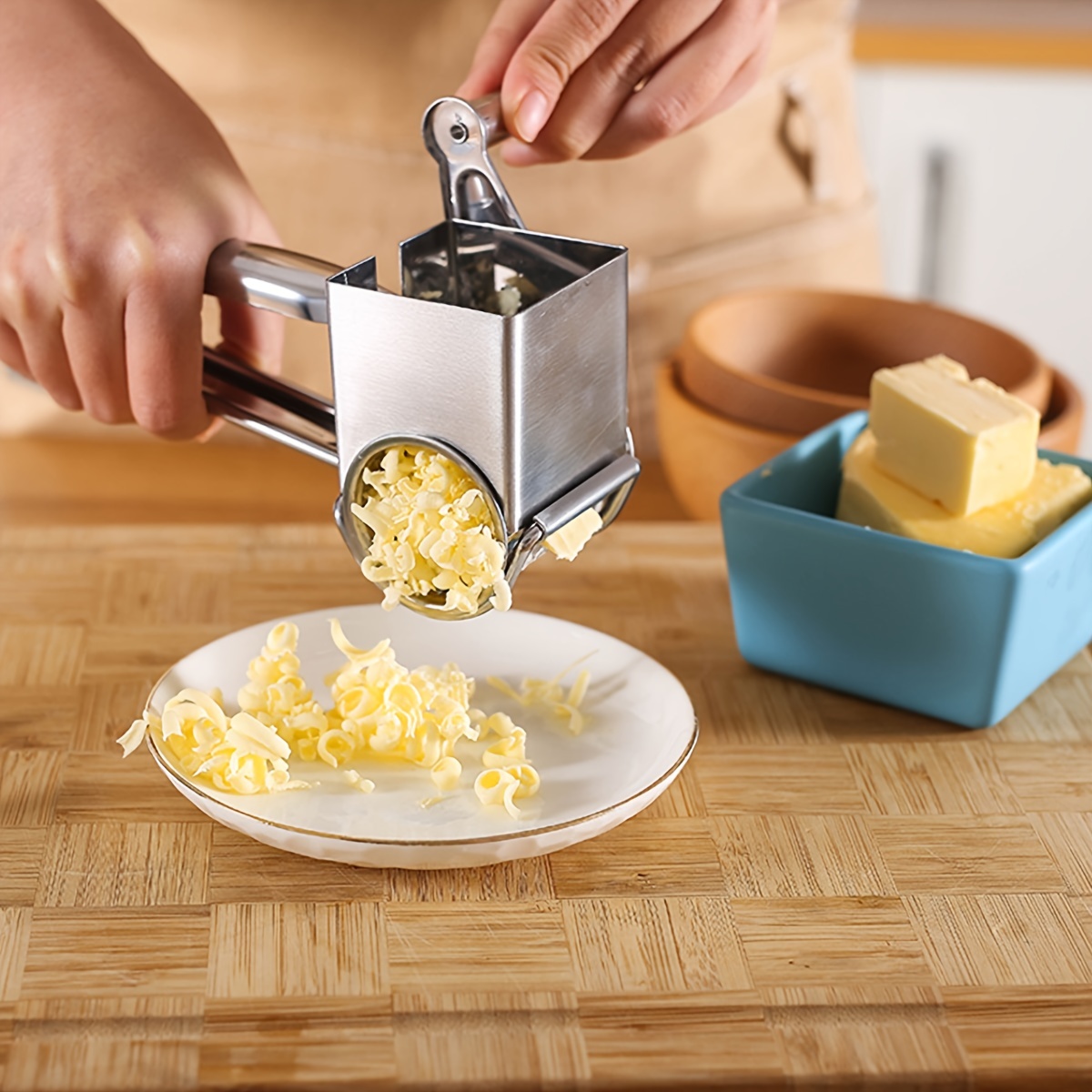 Cheese Grater With Handle, Kitchen Parmesan Cheese Grater, Rotary