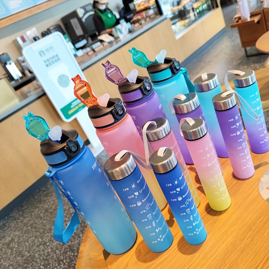 Leakproof Reusable Sports Water Bottle With Time Marker - Temu