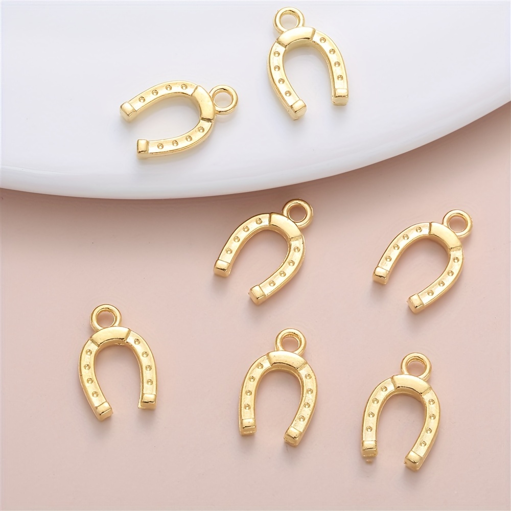 Image of 30pcs Set Elegant Horseshoe Pendants | Suitable For Women's Bracelets And Necklaces, Jewelry Making, Alloy, Vintage Style