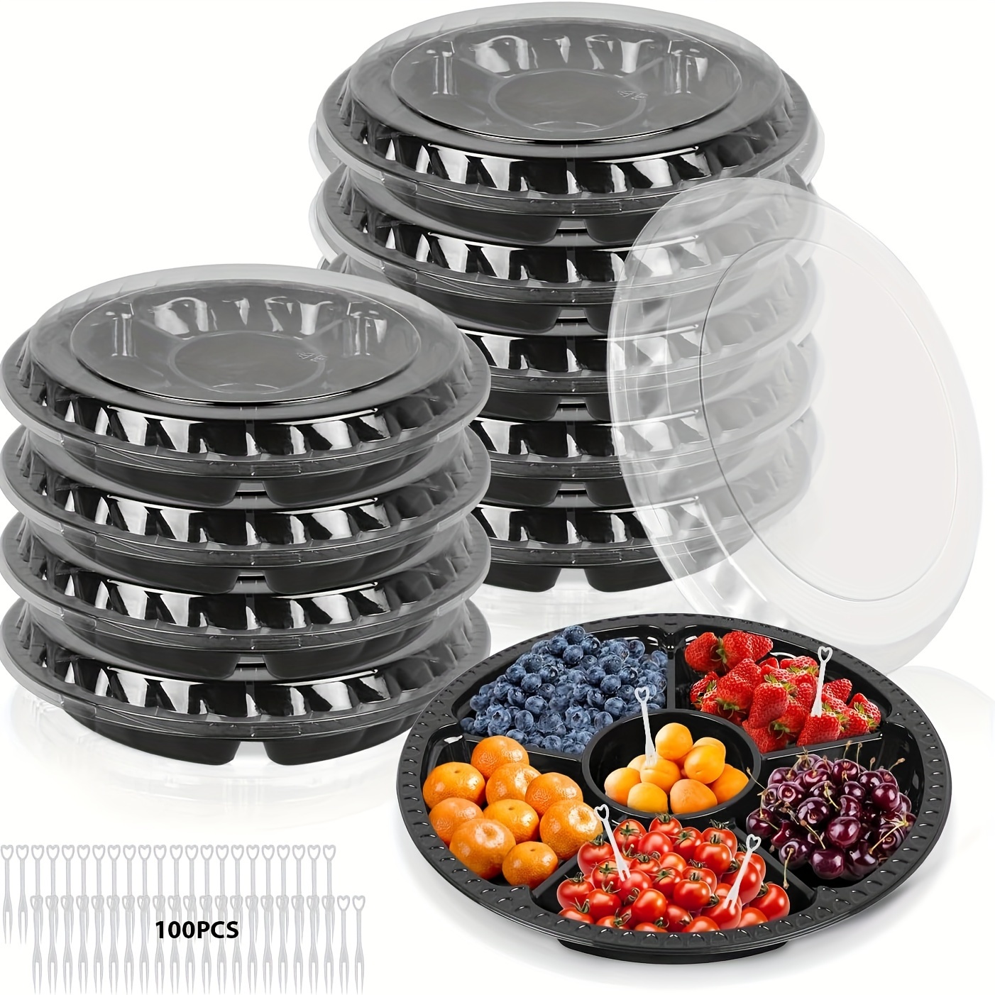 Disposable Food Container With Lids Circular Plastic - Temu