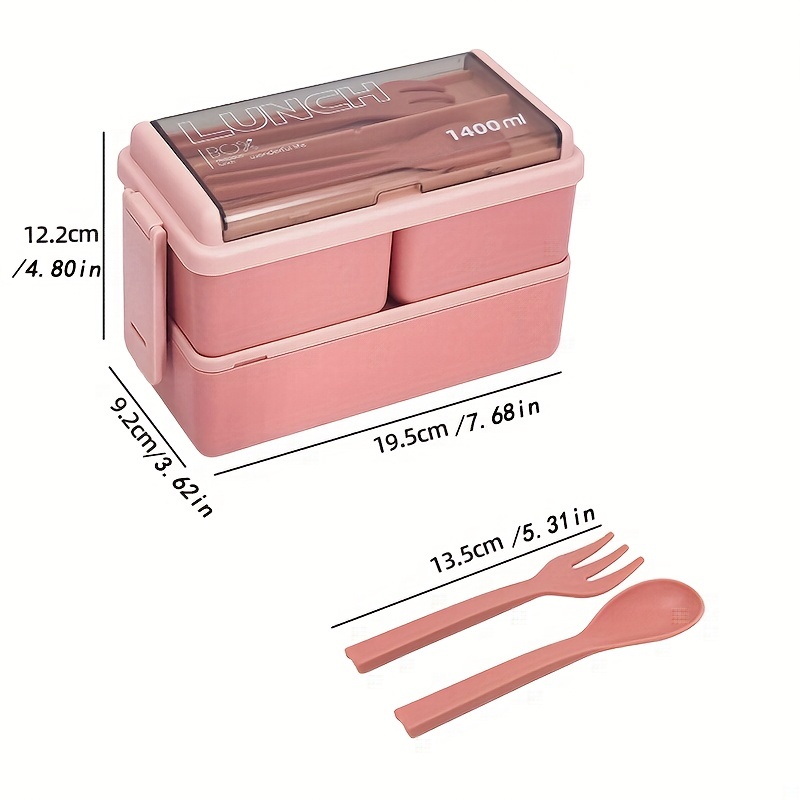 2 section Lunch Box Container Modern Design Built in Utensil - Temu