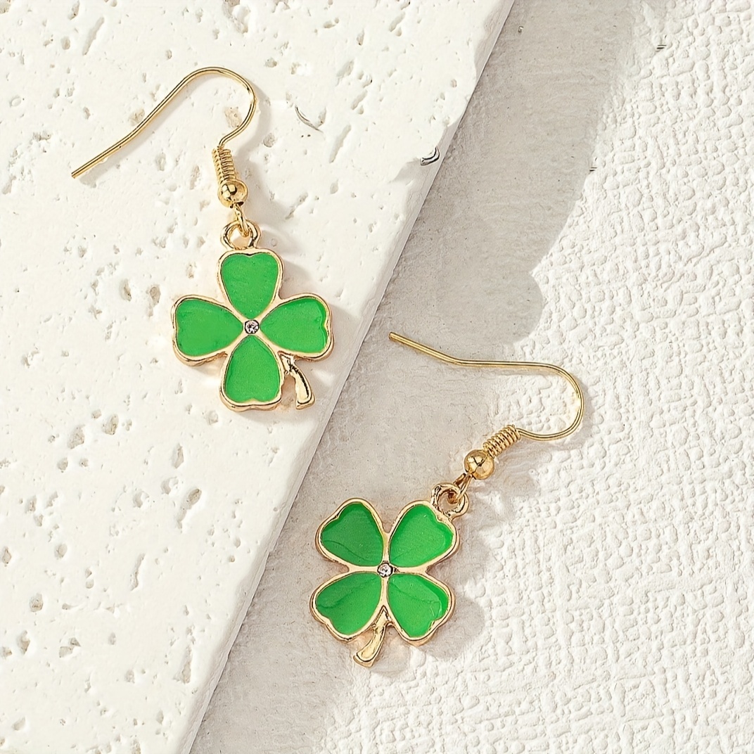 Women's Dangle Earrings Four Leaf Clover 14K Plated Zinc Alloy