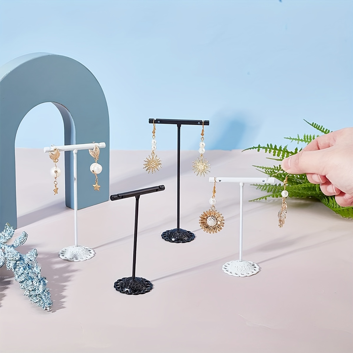 3Pcs Earring T Stand Display Rack for Jewelry Showcase