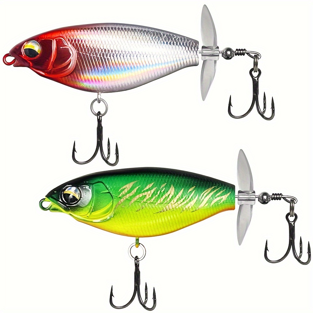 Fishing Lure Whopper Popper Topwater Artificial Hard Bait 3D Eyes Plopper  With Soft Rotating Tail Fishing Tackle 