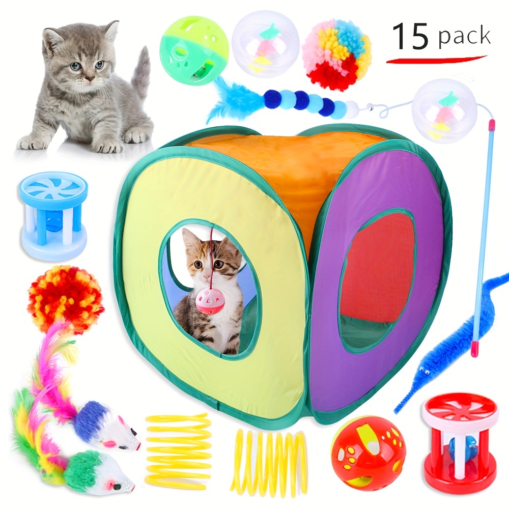 Cat Activity Center Mat Tent With Hanging Toys