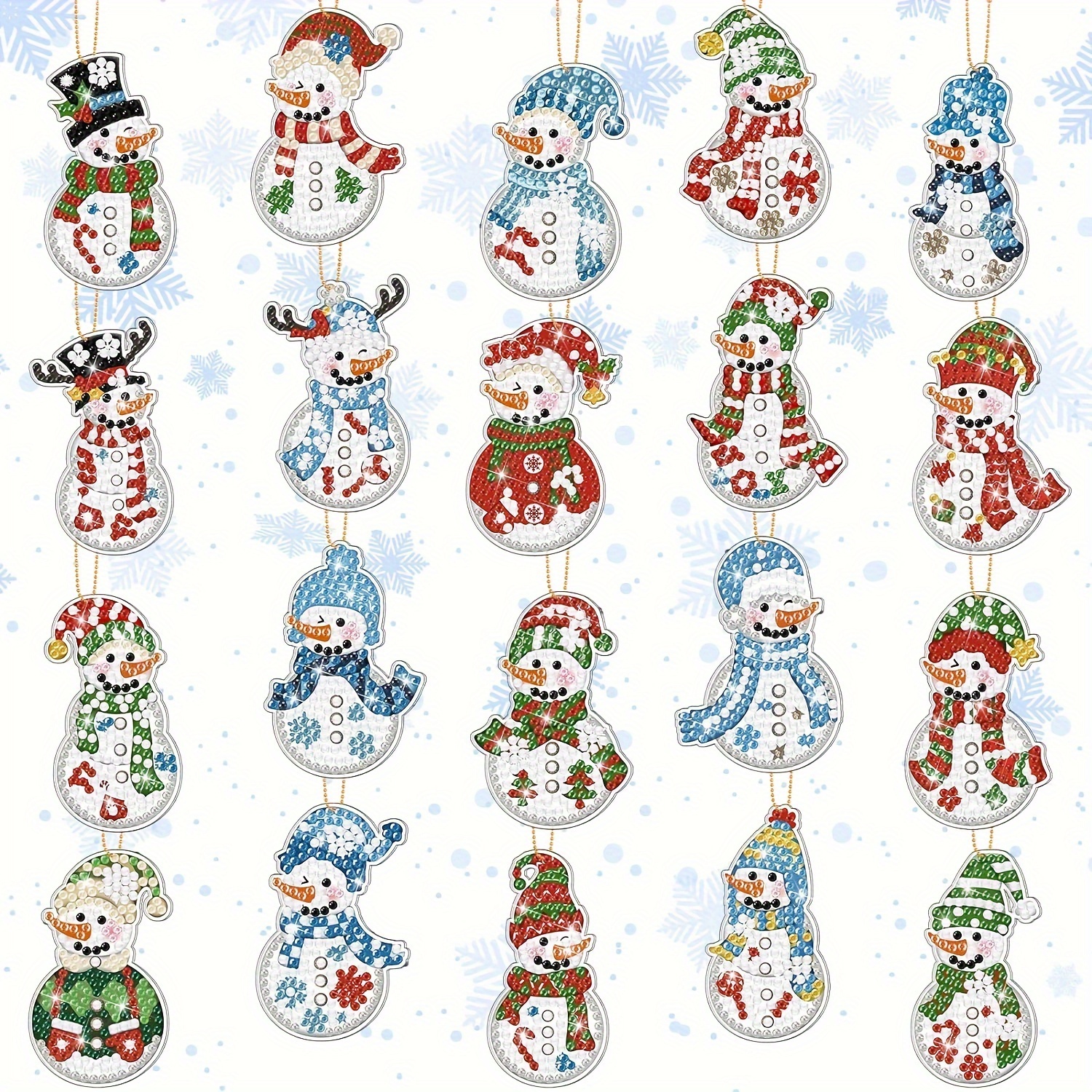 

20pcs Christmas Snowman 5d Let It Snow Diy Diamond Painting Keychain Decoration Double Sided Diamond Key Chain Kit Pendant For Crafts Making Winter Christmas Party Decoration Art