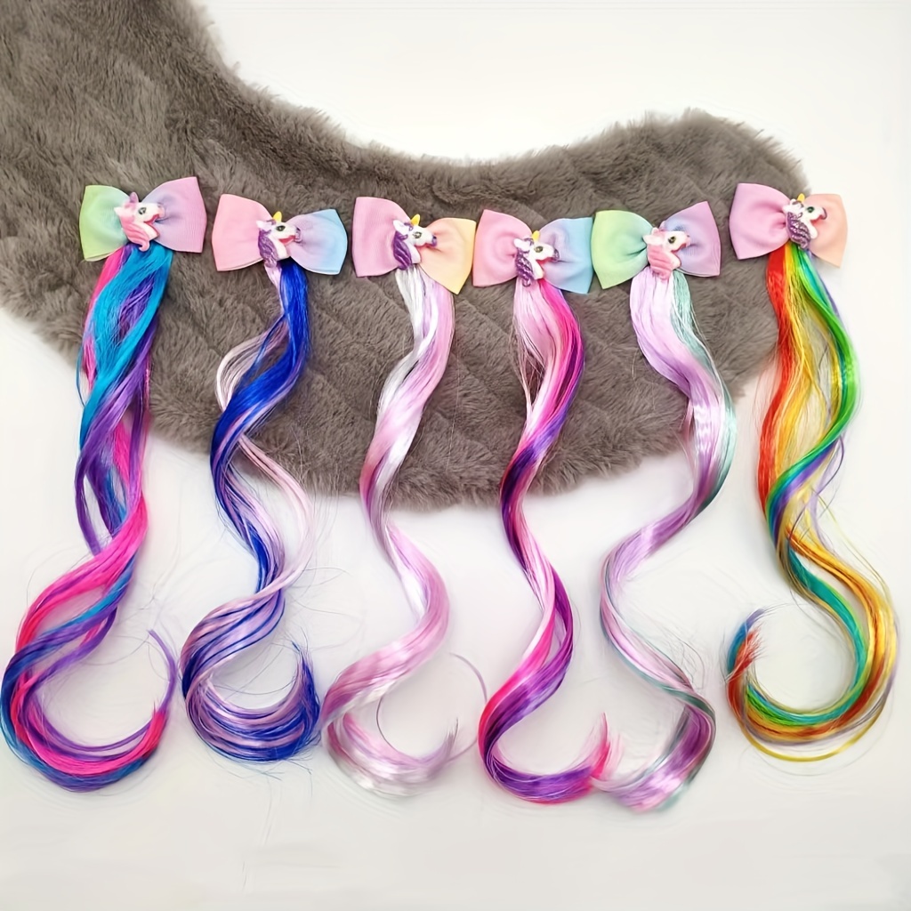18Pzas. Extensiones de cabello de colores para niños con pinzas, accesorios  para peinar el cabello, accesorios para niñas y adolescentes, extensiones