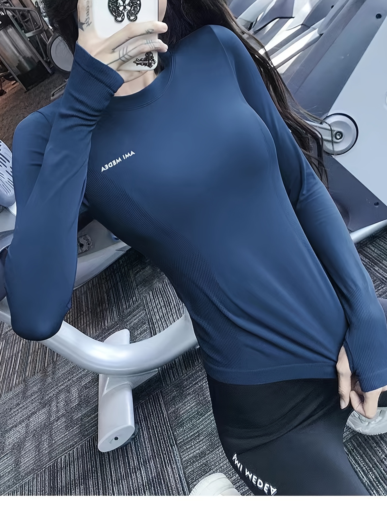 Solid Workout Top Slim Fitting Breathable Fitness Workout - Temu Canada
