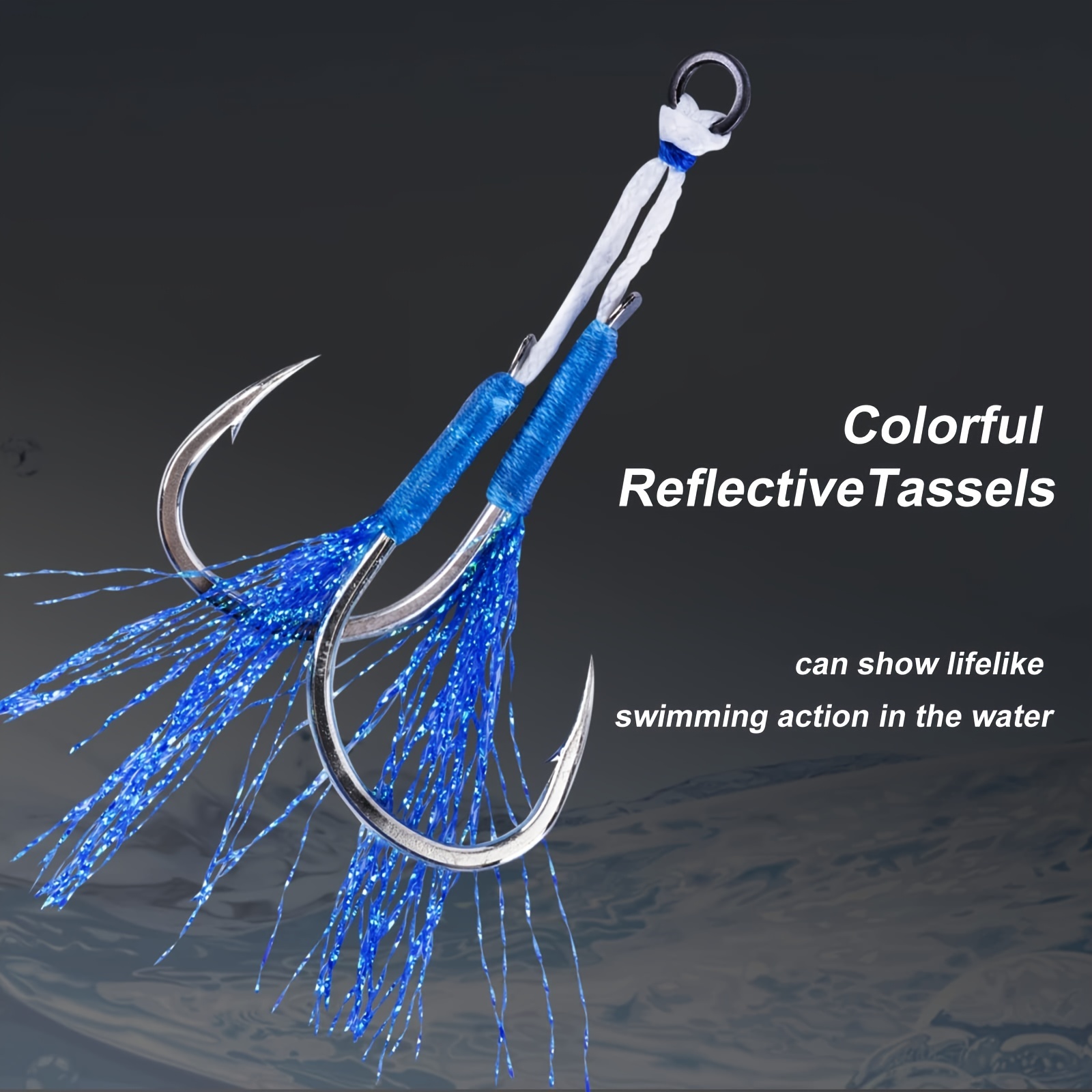 Blue Fishing Hooks Reflective Tassels Vertical - Temu Canada