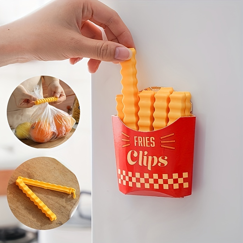 

12pcs Moisture-proof French Fries Sealing Clips - Fresh-keeping Milk Powder Snack Clips For Plastic Bags - Reusable Kitchen Accessories - Hand Washable