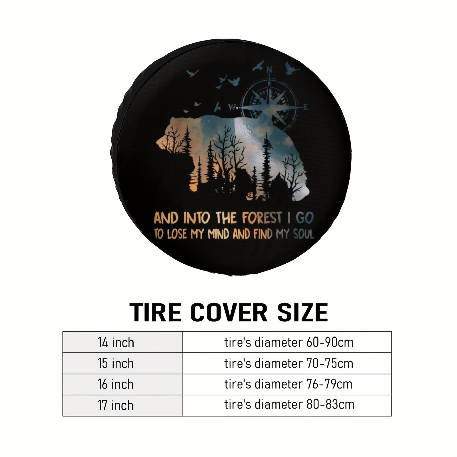 Bear And Into The Forest I Go To Lose My Mind And Find My Soul Spare Tire  Cover Wheel Protectors Water Dust Proof Universal Fit For Trailer Rv Suv  Temu Canada