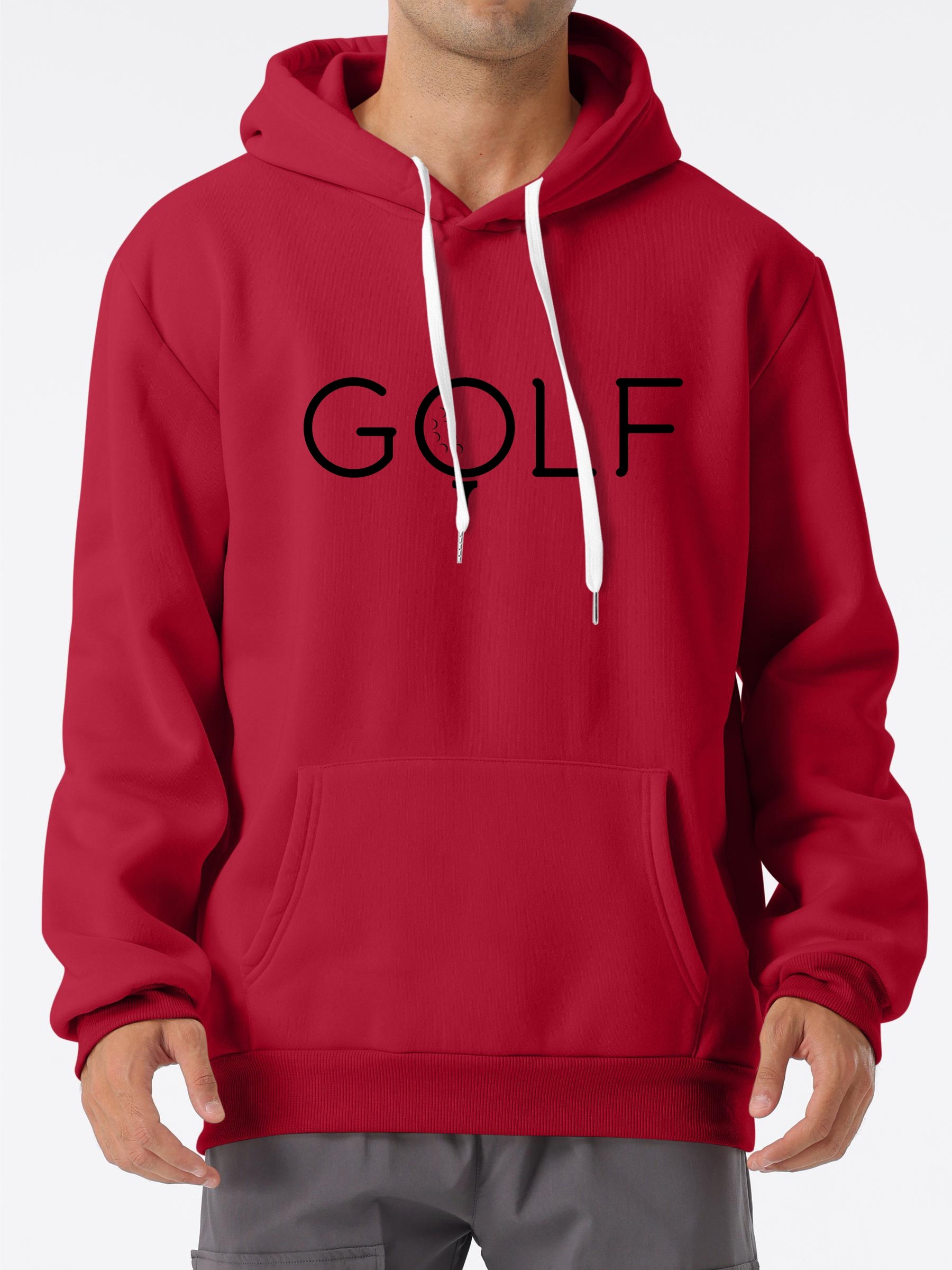 Capital Letter Golf Print Men s Pullover Round Neck Hooded Temu