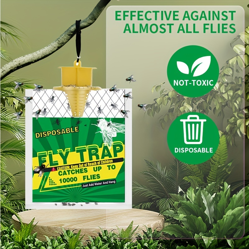 Outdoor Fly Trap - Reusable Fly Traps Outdoor, Effective Fly Catcher, Fly  Trap with attractant, Non-Toxic Fly Killer, Hanging Fly Trap for Garden