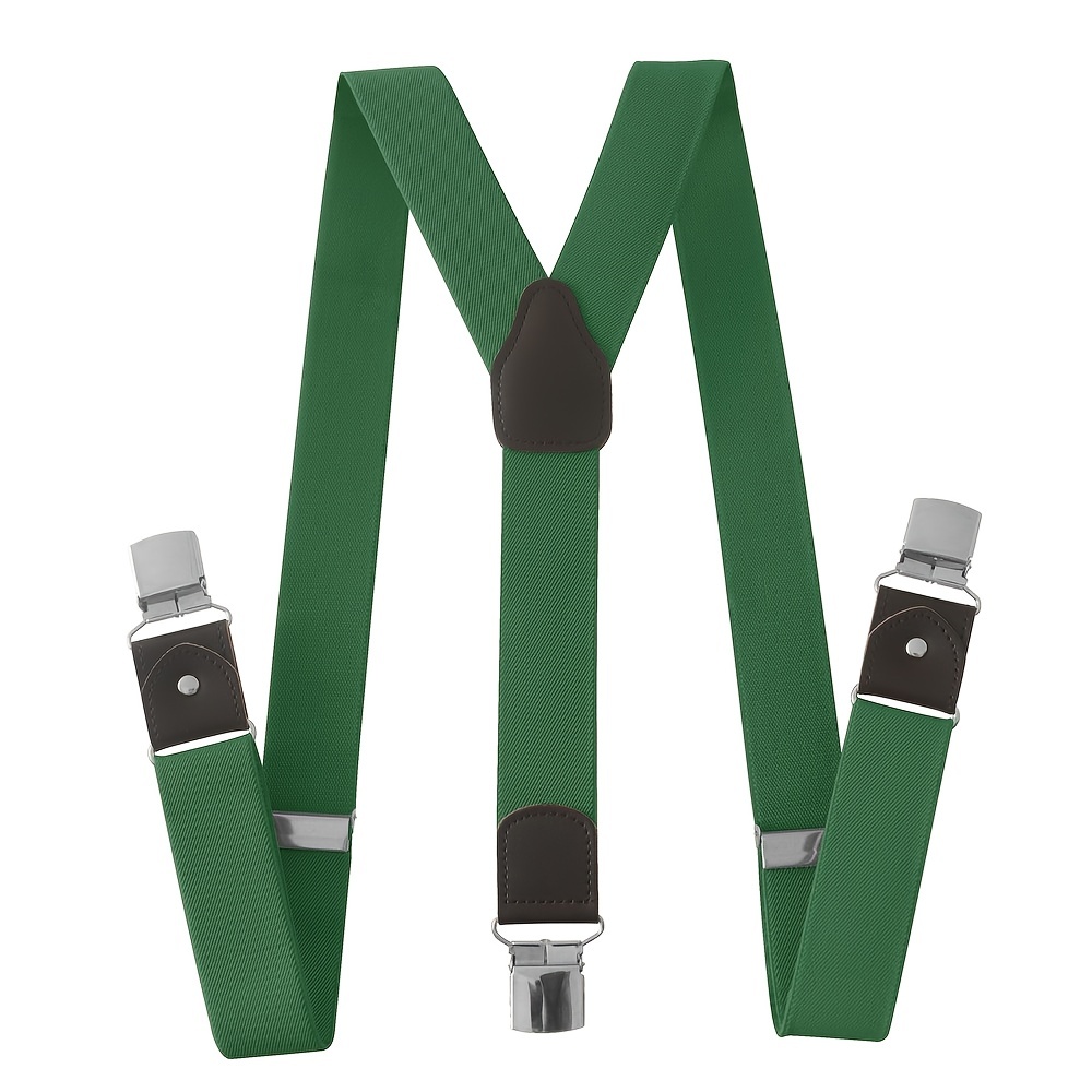3.5cm Width Men's X-Shaped Solid Color Casual Fashion 4 Clips Suspender  With Trousers Braces And Bow Tie Set