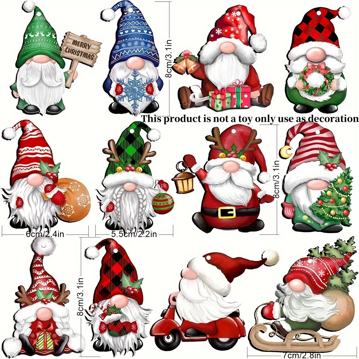  60pcs Christmas Gnome Wooden Hanging Ornaments,Gnome Wood  Ornaments for Christmas Tree,Gnome Tree Decor Christmas Decorations : Home  & Kitchen