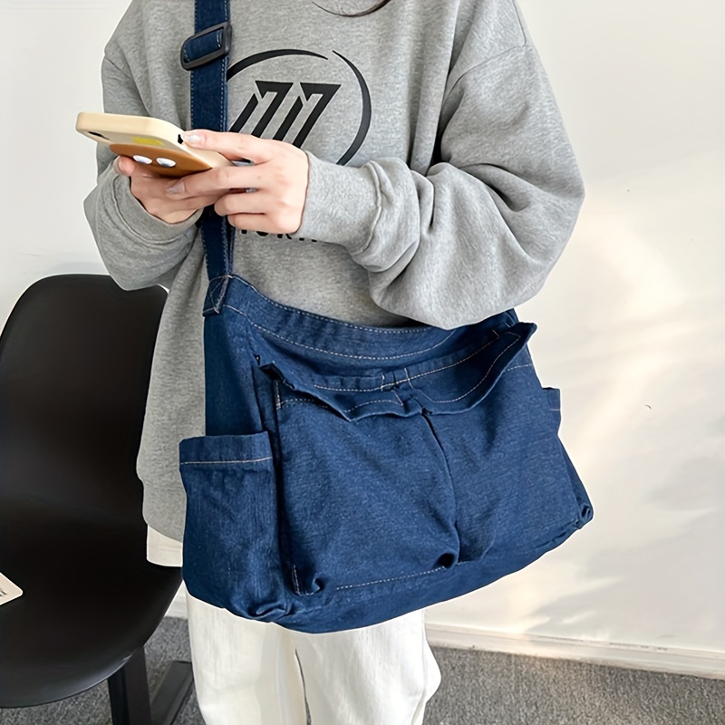 Denim Backpack with Large Front Pocket