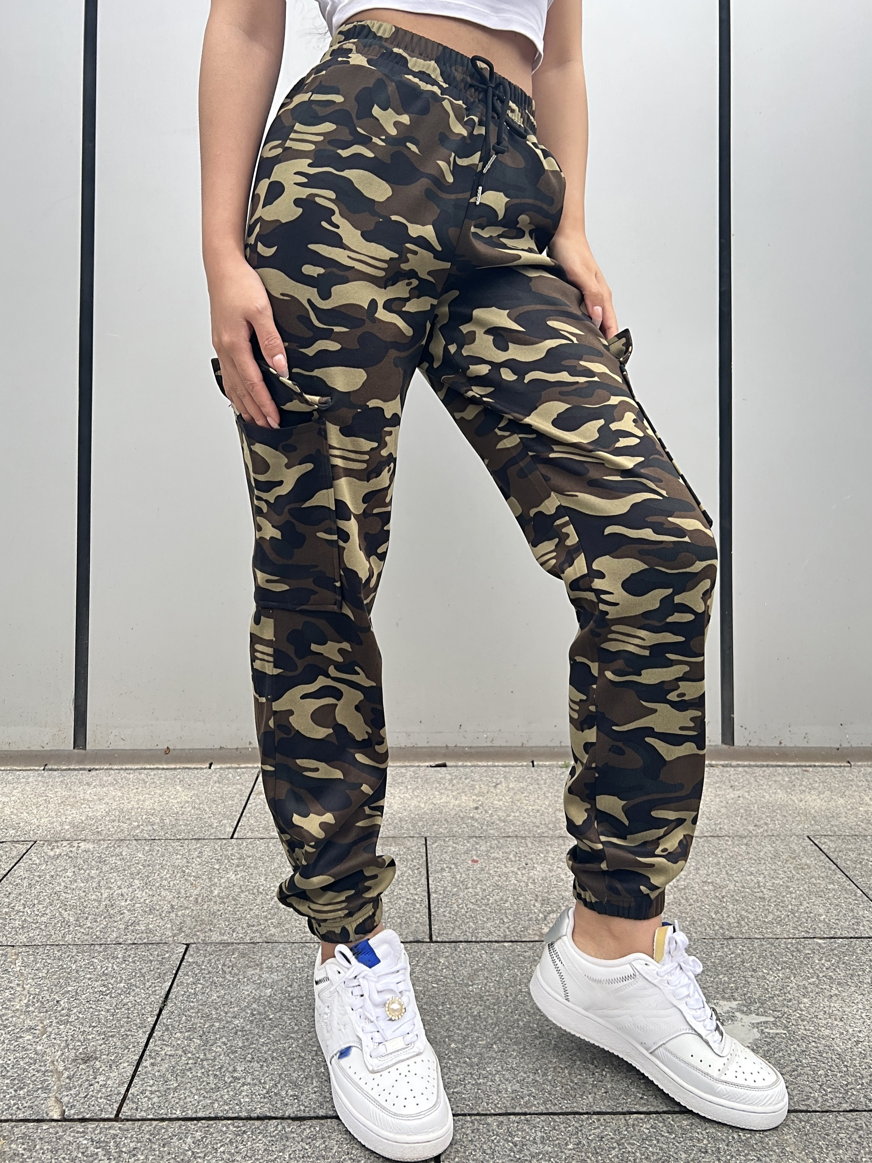 Sanbonepd Womens Retro Cargo Pants With Pockets Outdoor Casual Camo  Construction Work Pants