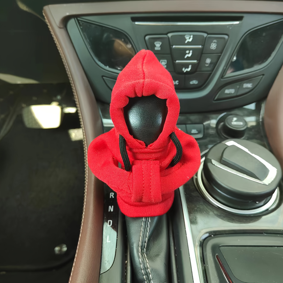 1pc Red Car Gear Shift Knob Hoodie Cover Decor With Hood For All Car Models