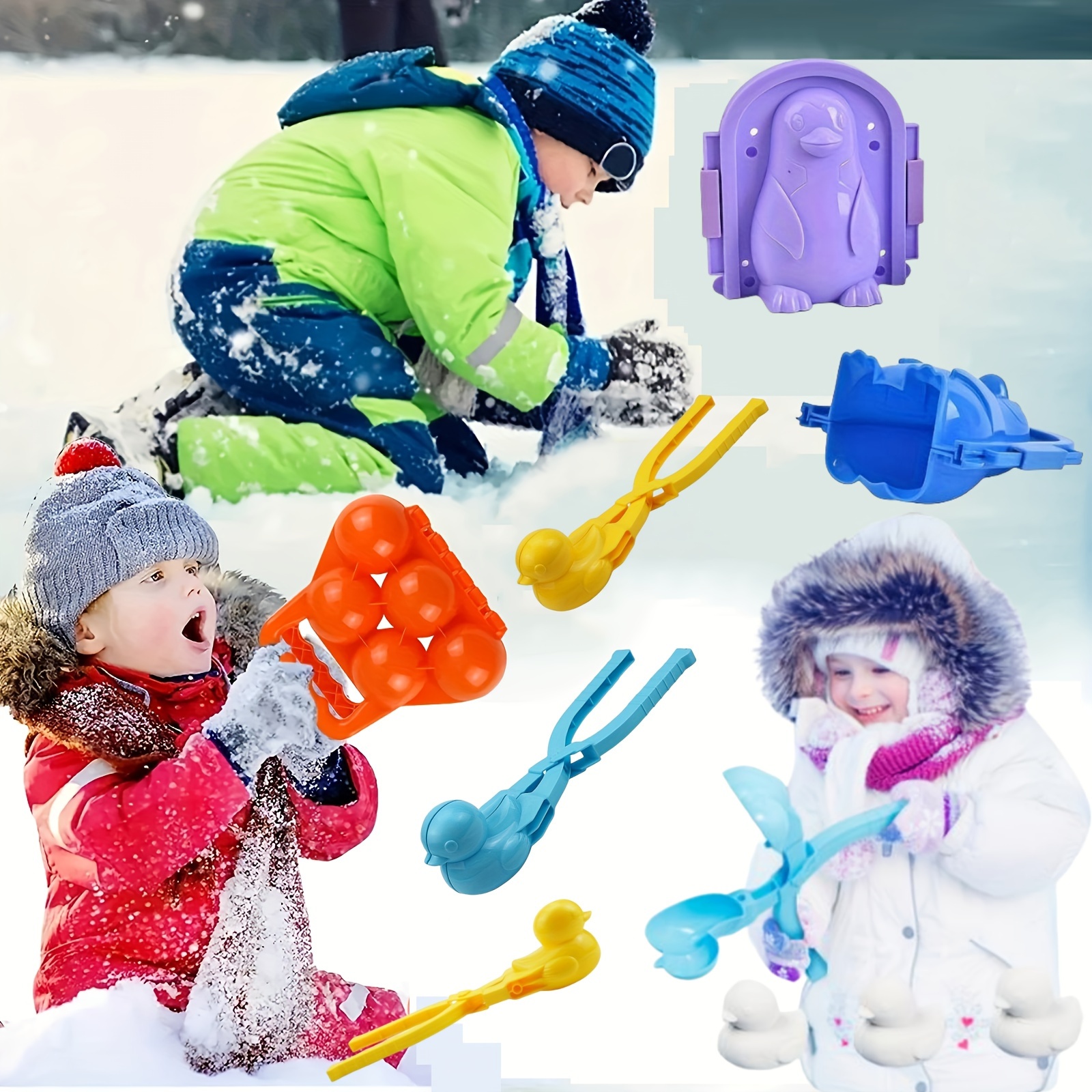 Fun Little Toys Snowball Maker Toys, Snow Molds for Kids Outdoor Winter  Snow Toys Kit Duck Snowball Maker Tool 21 PCS Snowball Shape Maker with  Animal Molds Penguin Snow Mold Tools with