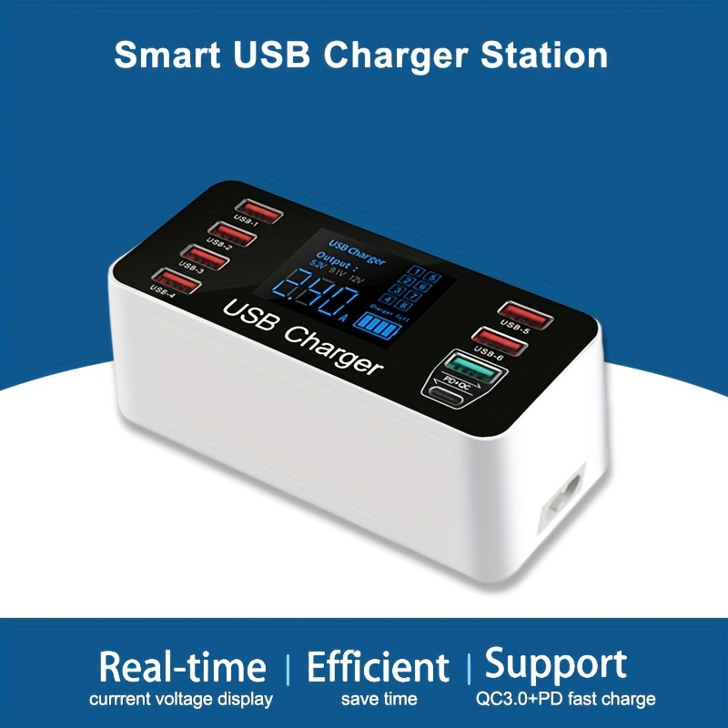Quick Charge Qc3.0 Fast Charging Adapter 8 Ports Type C Pd - Temu