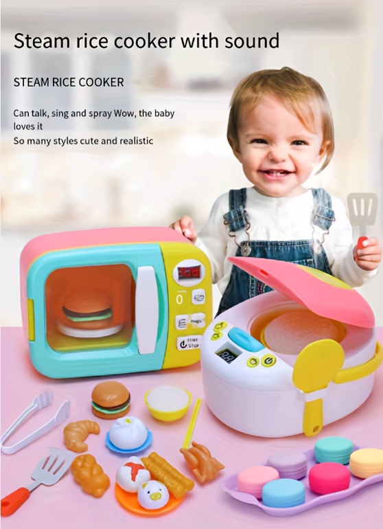 CUTE STONE Microwave Toys Kitchen Play Set,Kids Pretend Play