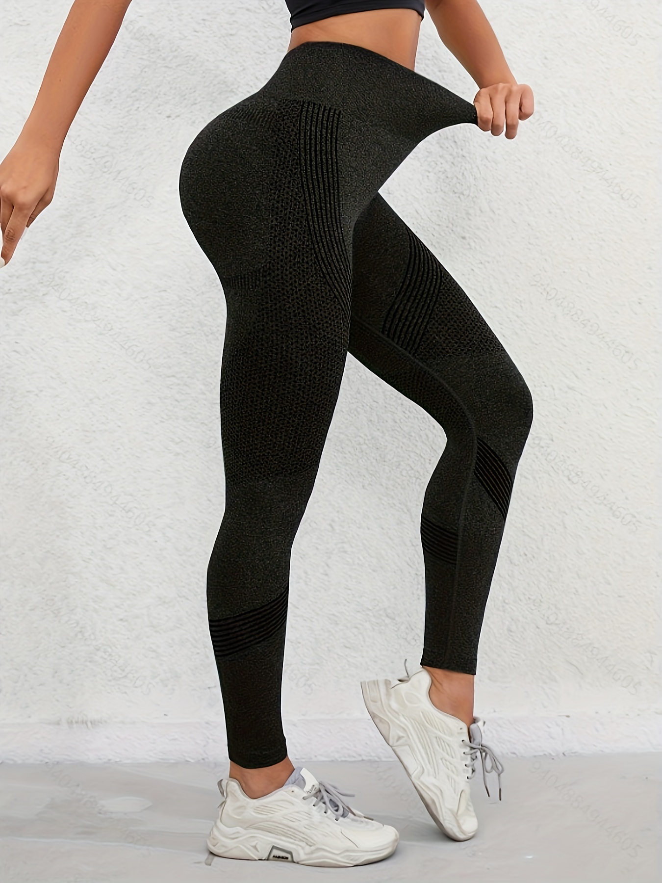 Solid High Waist Yoga Pants With Pocket, Quick Drying Butt Lifting Yoga  Leggings, Women's Activewear