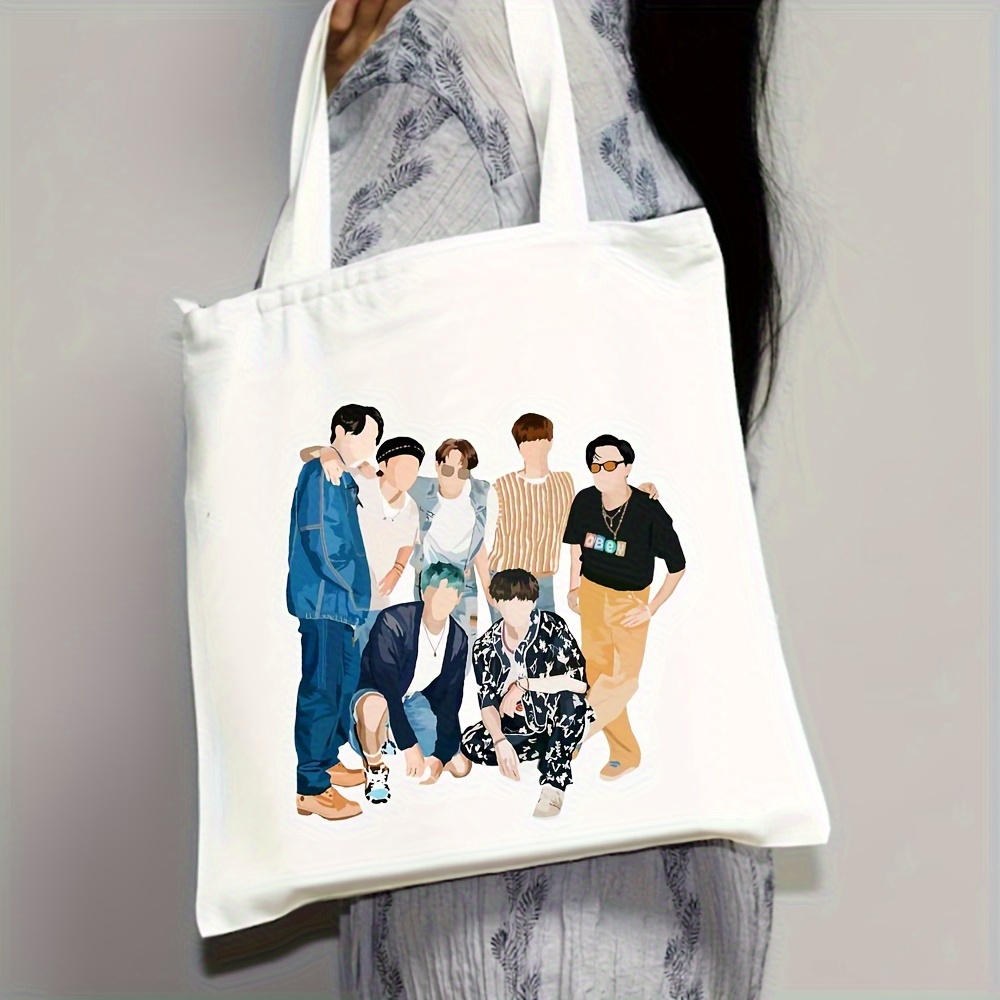 

Kpop Album Cute Cartoon Print Tote Bag, Casual Large Capacity Shoulder Bag, Shopping Bag, Perfect Gift For Moms, Teachers, And Best Friends