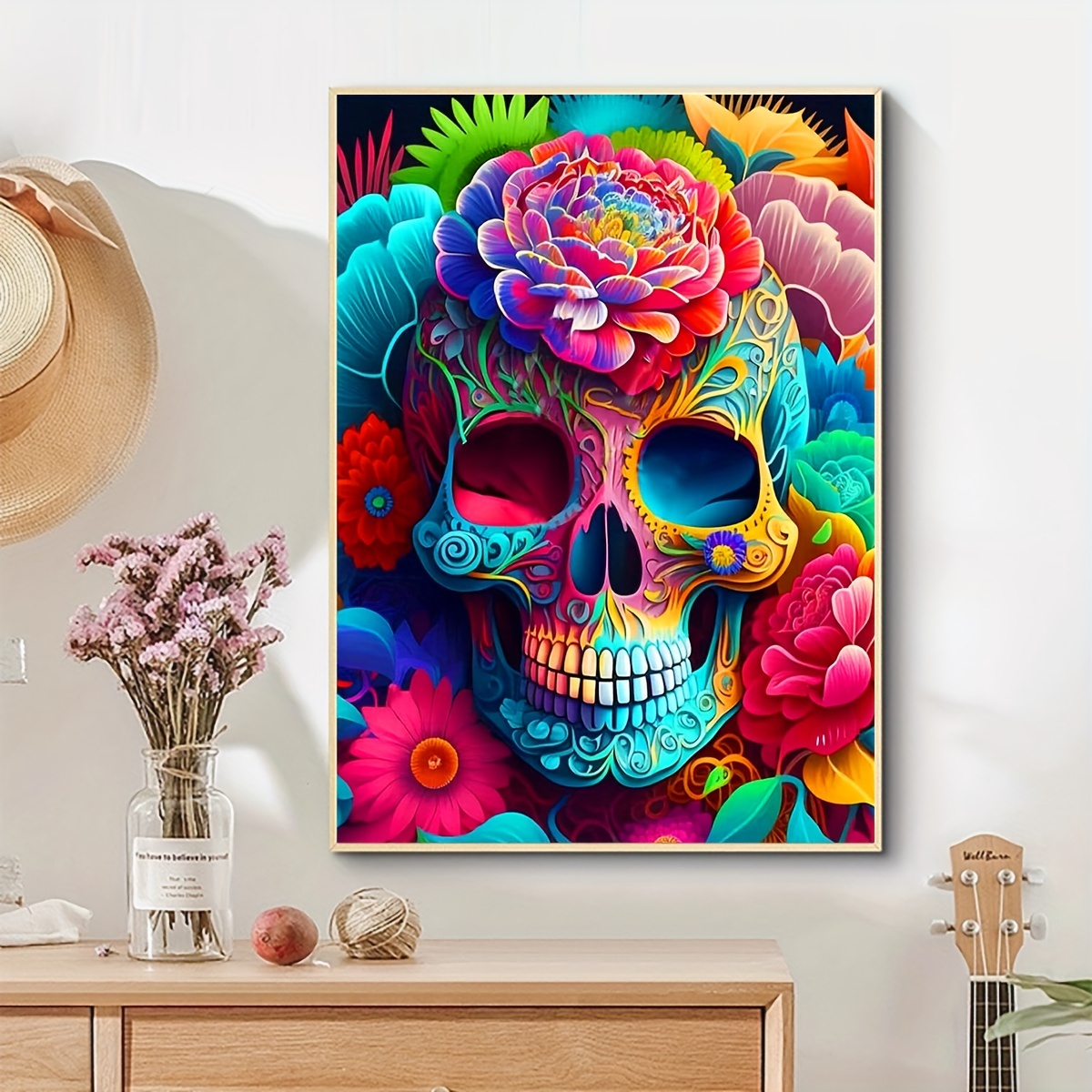 Skull Head Art Full Diamond Painting Kit 5d Diamond Art - Temu