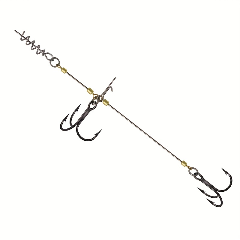 

2set/bag String Fishing Hook, Barbed Triple Hooks Set, Soft Lure Bait Fishhook Jig Rig Assist Hook With Screw Pin, Fishing Tackle