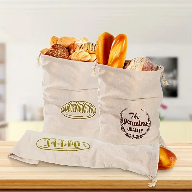 Linen Bread Bags, Reusable Drawstring Bag For Loaf Homemade