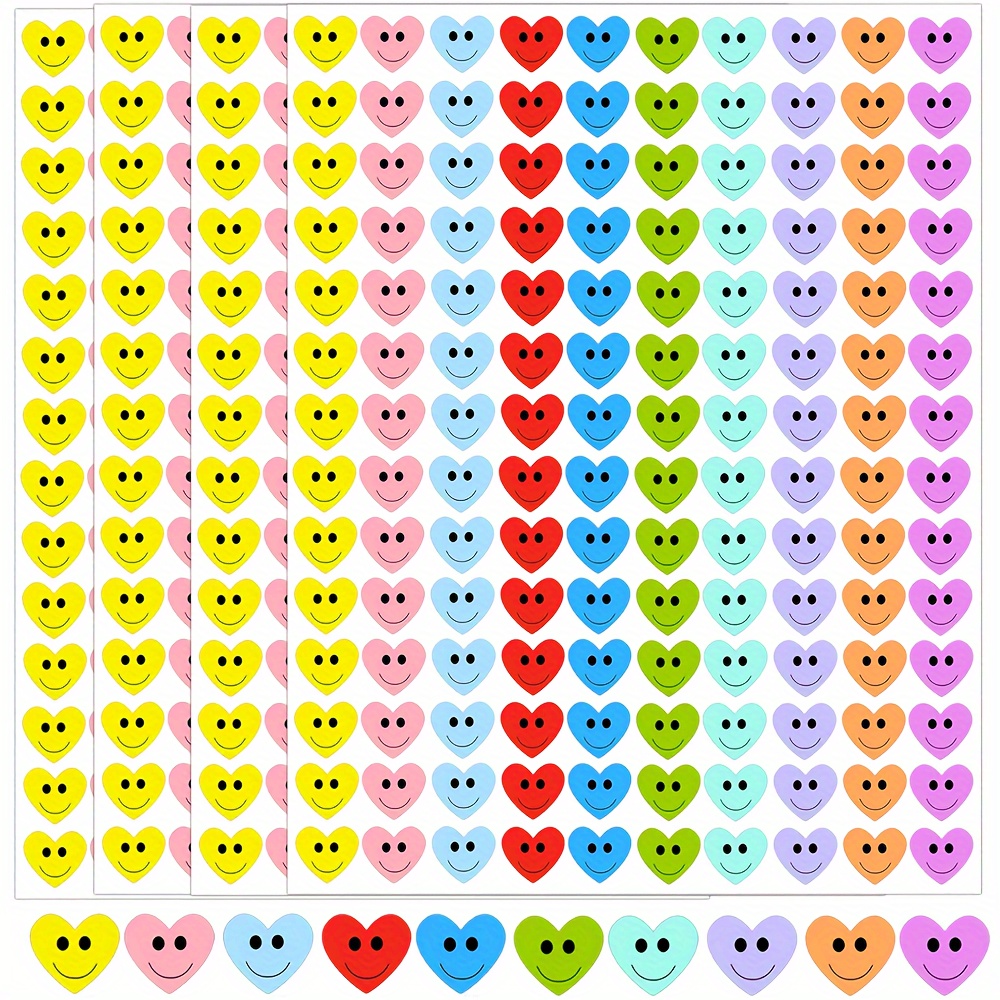 500 Stickers Color Heart shaped Stickers Round Stickers - Temu