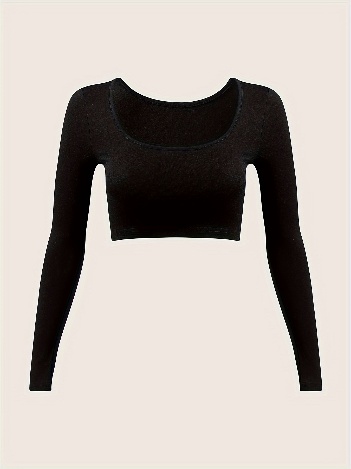 Women's Black Long sleeve Crop Tops