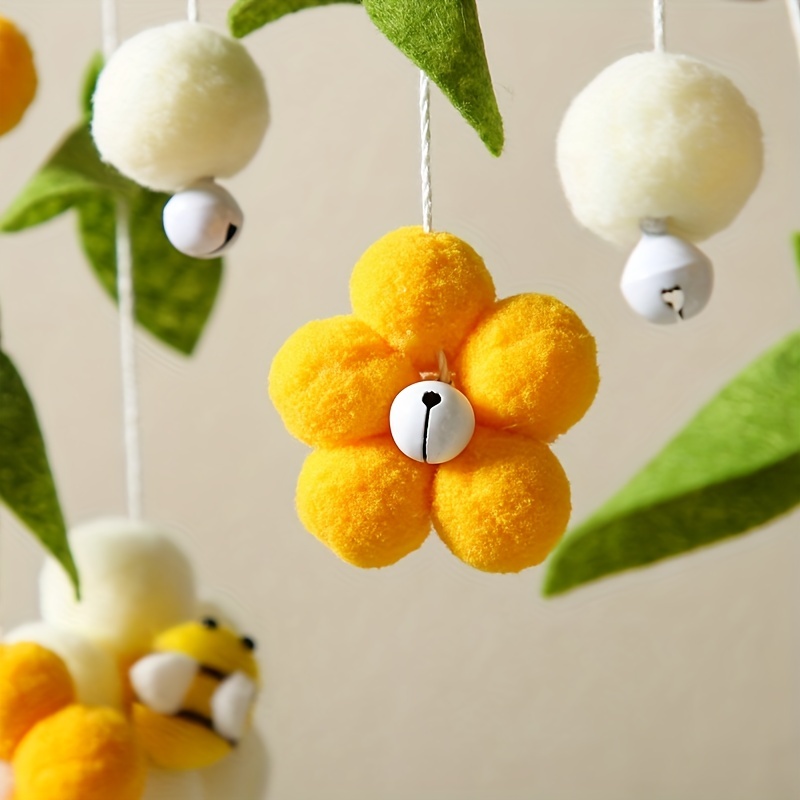Crib Mobile Wind Chime Rattle Toy, Felt Ball And Bamboo, Newborn Nursery  Hanging Bell, Wooden Decor Gift For Baby Girl Or Boy