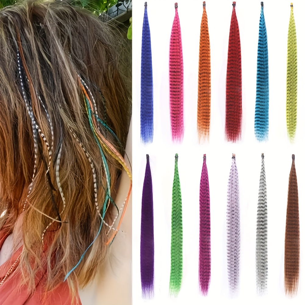 Strands Tinsel Hair 13 Colors Synthetic Hair Feathers - Temu