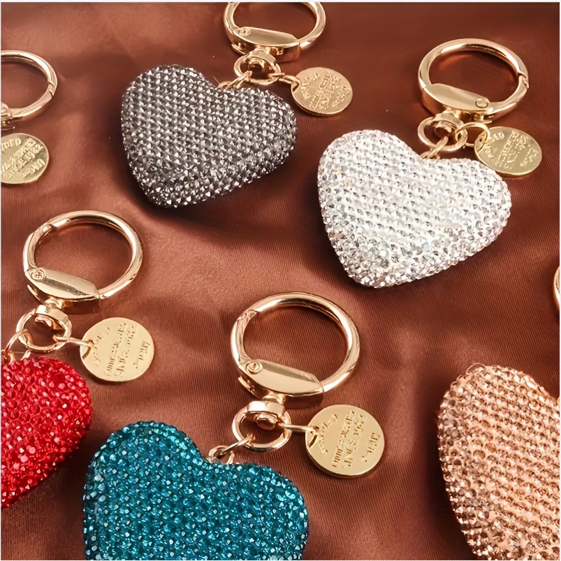 Car Key Chain with Heart and Floral Shapes, Gold Key Ring for Women and Men,Bag Accessories,Temu