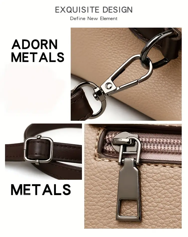 mini color contrast handbag women pu leather crossbody bag fashion turn lock flap purse details 2