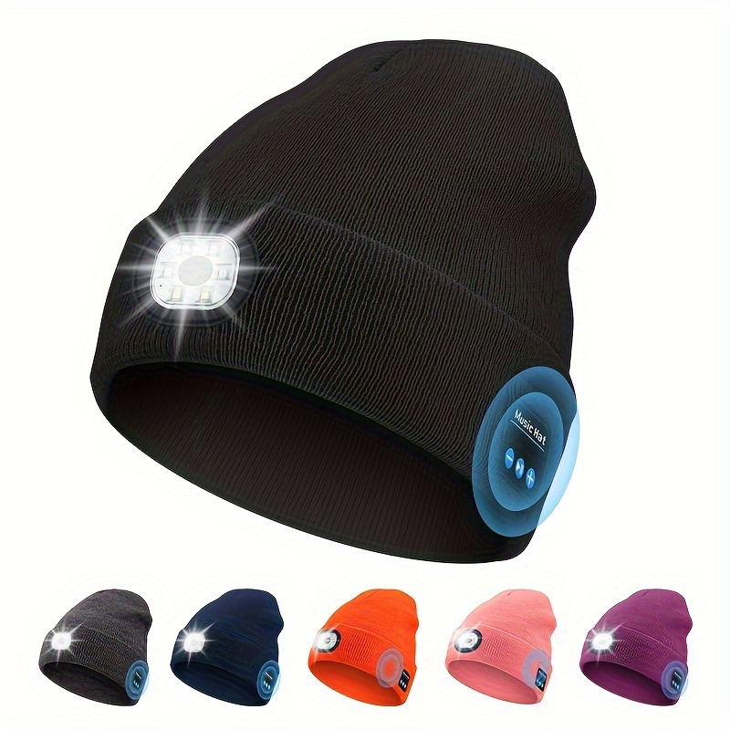 Bonnet BT avec lumière, chapeau d'hiver pour homme avec LED