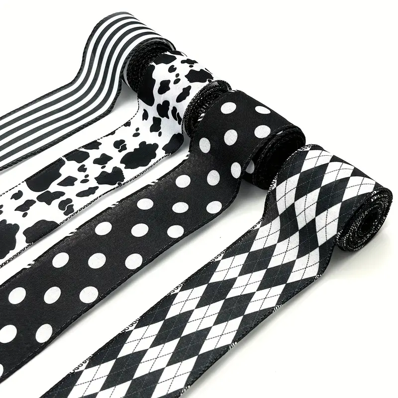5 Yards Christmas Checkered Ribbon Black And White Check - Temu