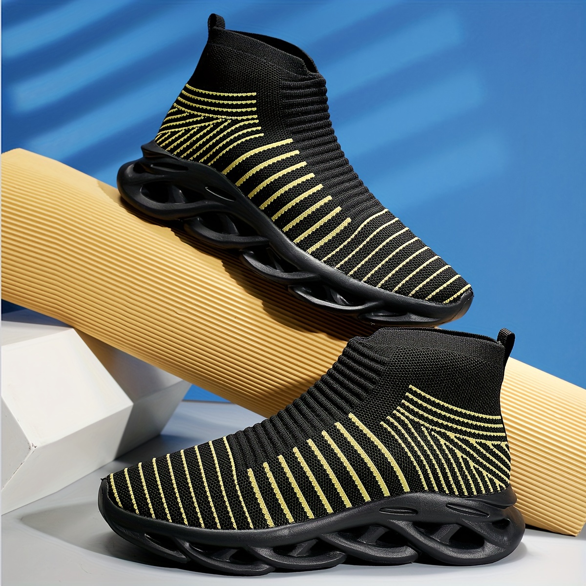 *'* Sneakers, Breathable Lightweight High Top Slip On Shoes With Fabric  For Outdoor Activities
