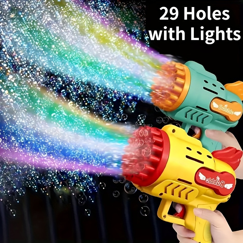 29 Holes Bubble Gun Kids Toys Electric Automatic Soap  Bubbles Machine, Outdoor Wedding Party Toy LED Light Children Birthday Gifts