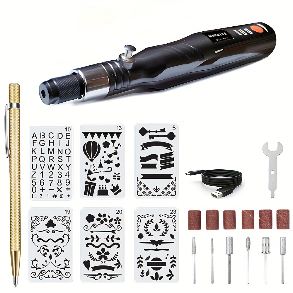 Mini stylo graveur électrique, kit d'outils de gravure bricolage pour  métal, verre, céramique, plastique, bois, bijoux avec graveur, 30 bits -  AliExpress