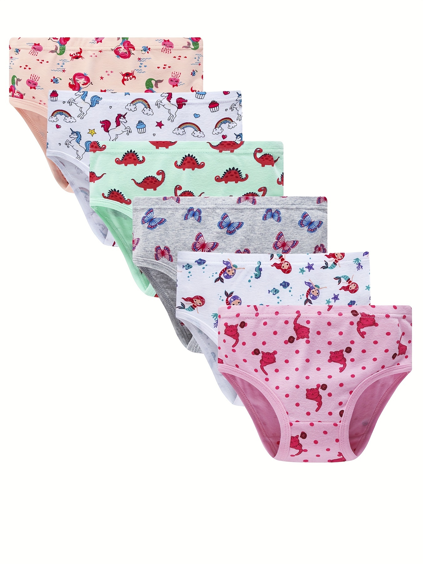 6 Pack Toddler Little Girls Cotton Underwear Kids Briefs Panties Set  Breathable