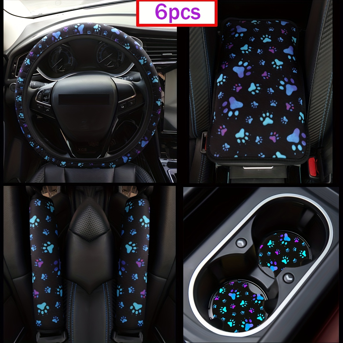 1pc Nueva Cubierta De Volante De Coche Con Huellas De Patas De Perro  Coloridas Linda Protector De Volante De Auto SUV Accesorios Automotrices