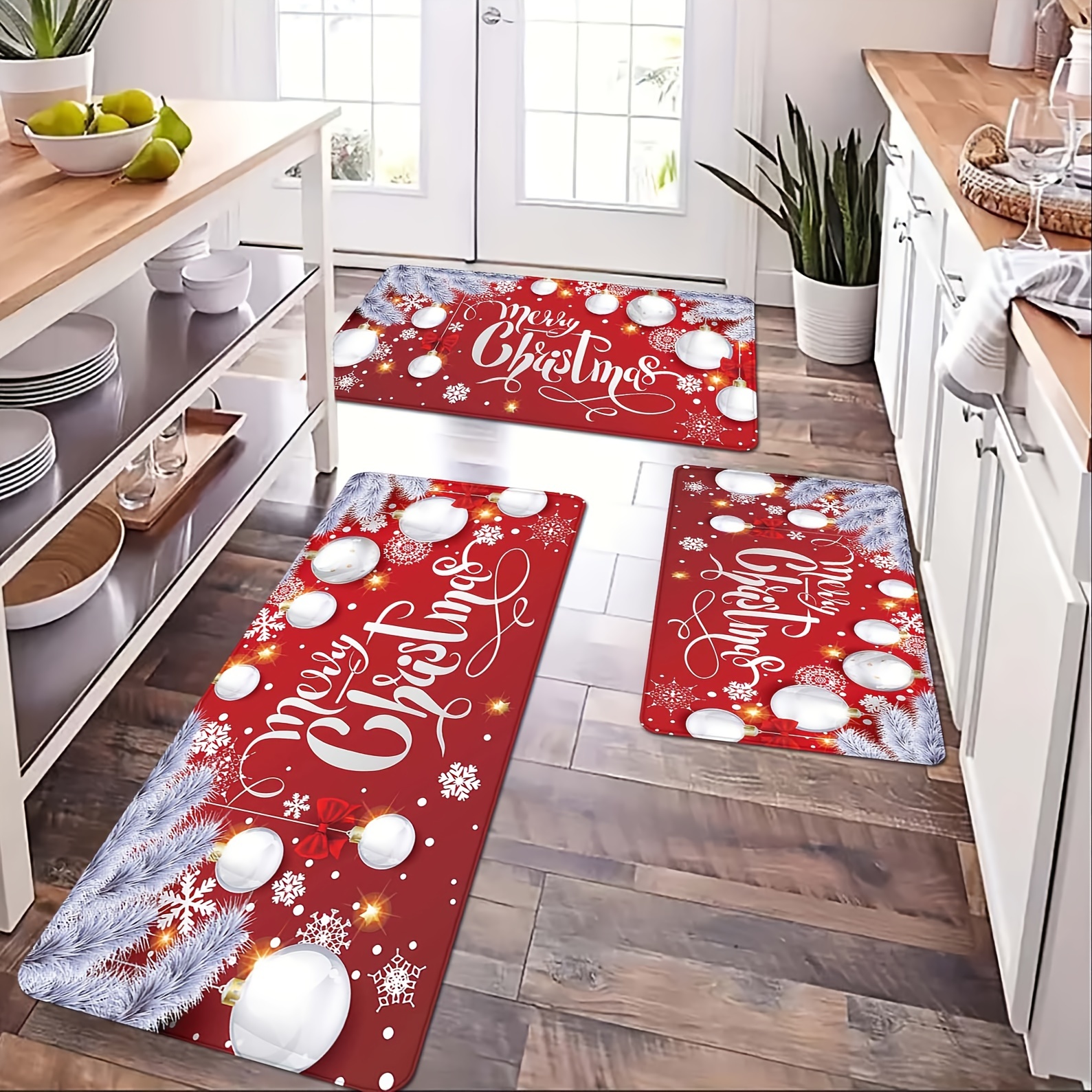  Alfombra roja de Navidad de 2 x 3 pies, moderna para sala de  estar y dormitorio, alfombra de cocina, tapete de baño para porche  delantero, tapete de pasillo, alce de Navidad