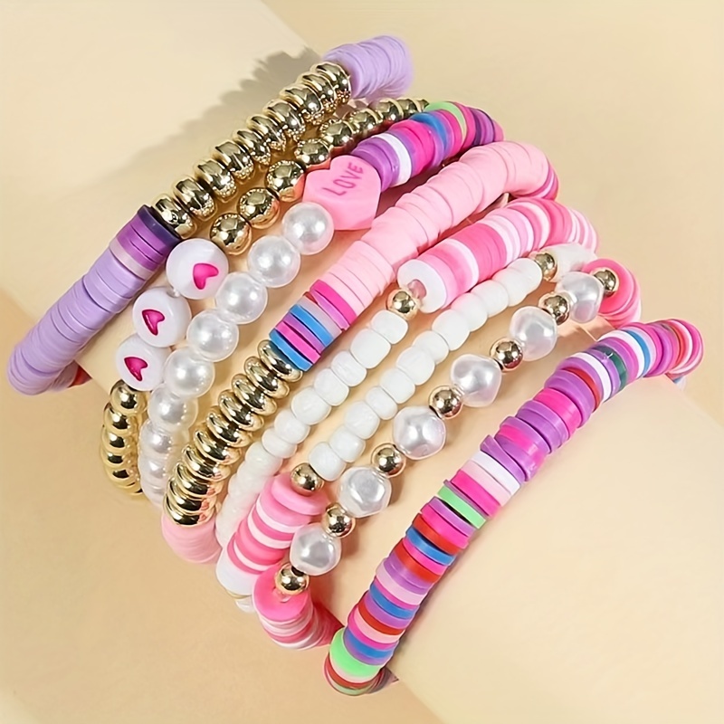 Colorful Stackable Love Letter Bracelets For Women Soft Clay