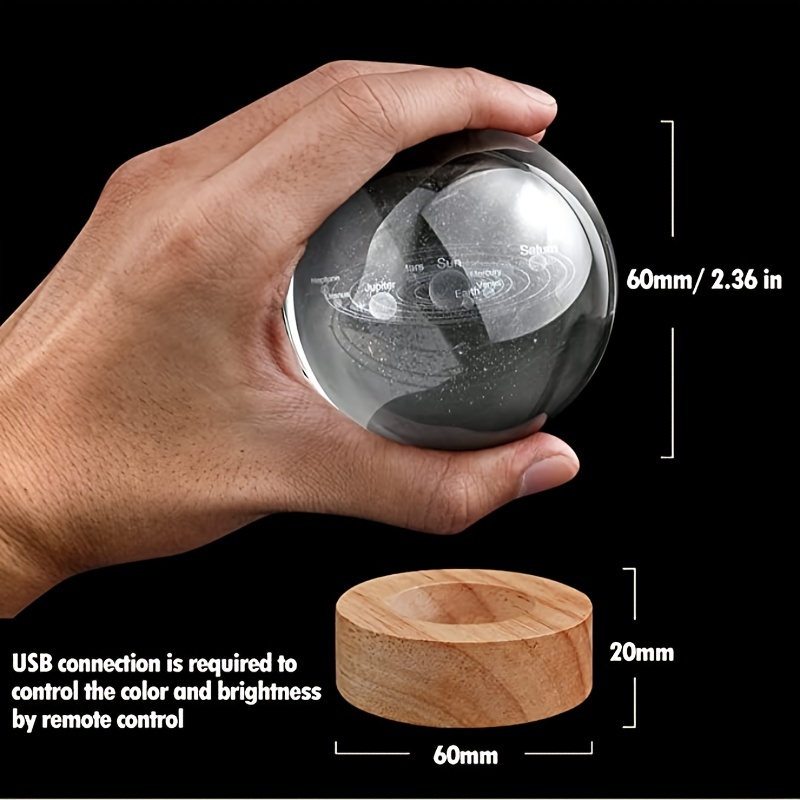 Boule Cristal, 80mm 3D Décoration Planète Boule Cristal Système